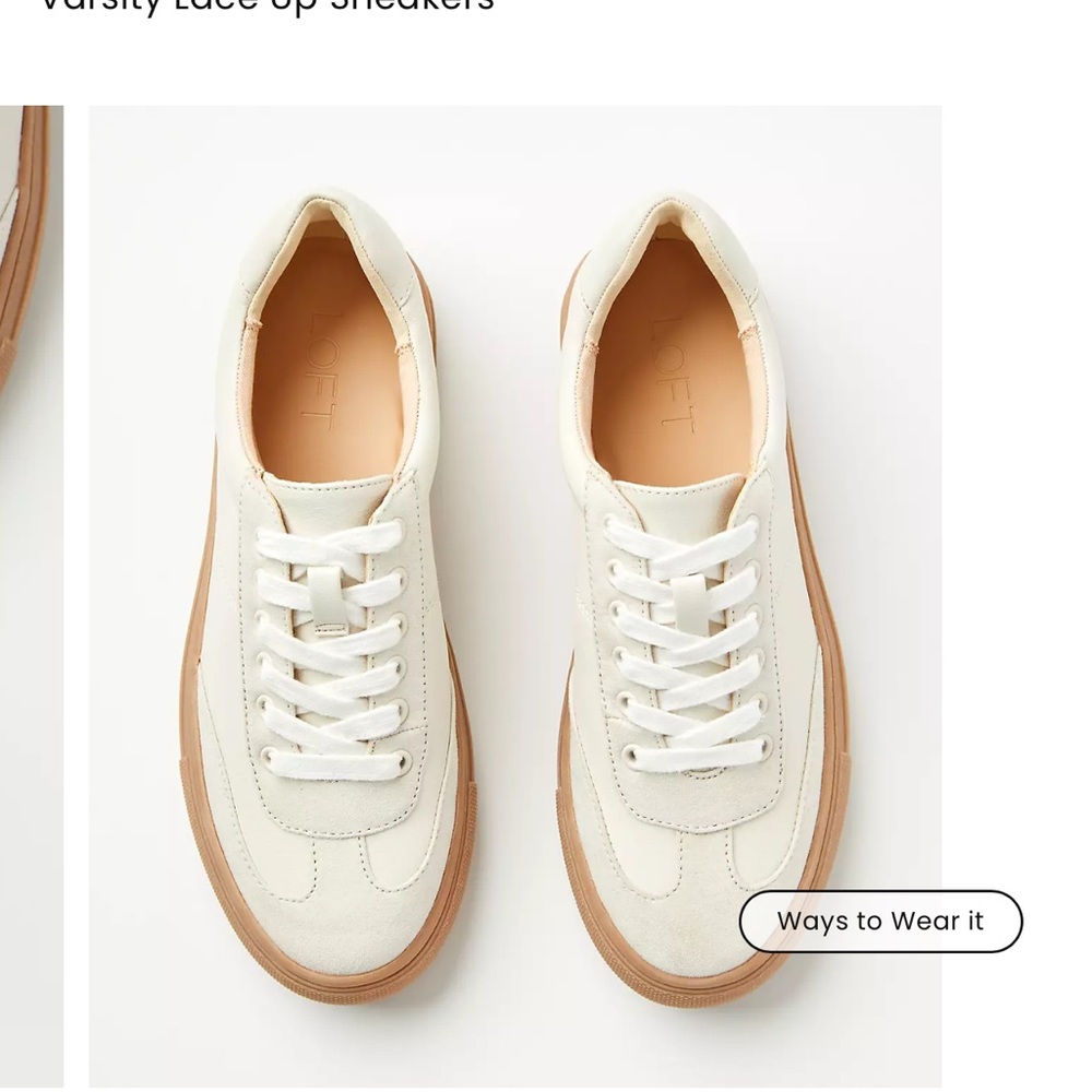 LOFT Cream Sneakers with Textured Canvas and Rubber Sole OBO